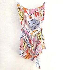 Kiwi + Punch Miami Floral Strapless Romper Multi-Color Size Medium Summer Boho